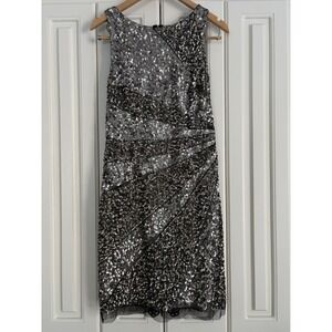 Adrianna Papell Sleeveless Sequin Party Cocktail formal Dress Bronze Size 10 NWT